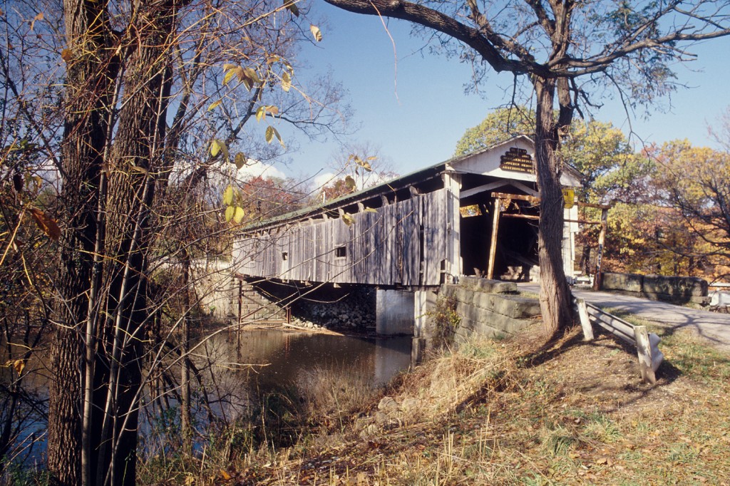 Mechanicsville Road covered bridge, prior to restoration.