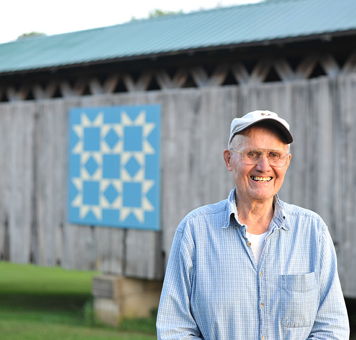Bob Benson and his family selected the pattern for the barn quilt, called "Benson's Bridge."