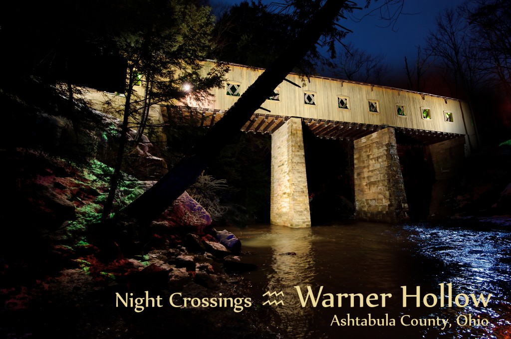 The Warner Hollow bridge at night. Image by Carl E. Feather / Feather Cottage Media.