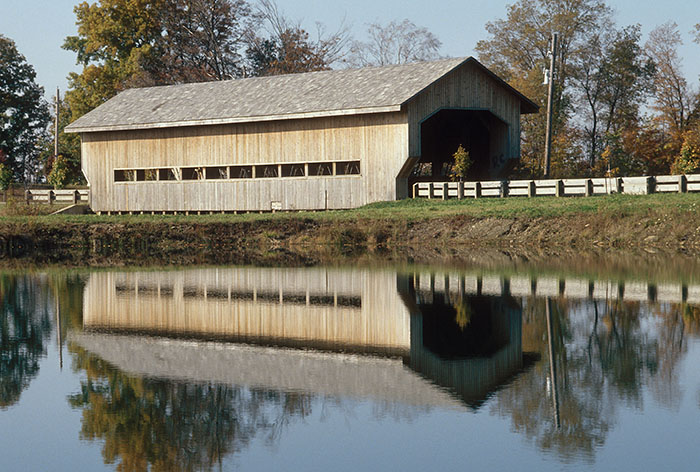 Caine Road covered bridge was built in 1986 to mark the  175th anniversary of Ashtabula County.
