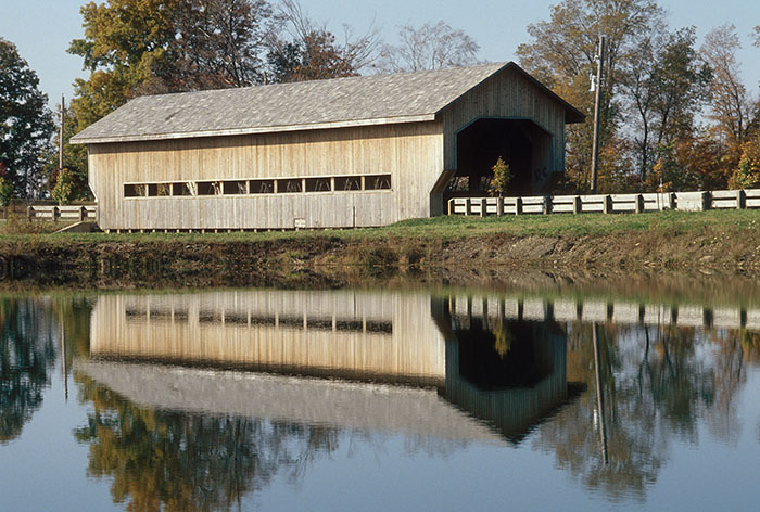 Caine Road covered bridge was built in 1986 to mark the 175th anniversary of Ashtabula County.