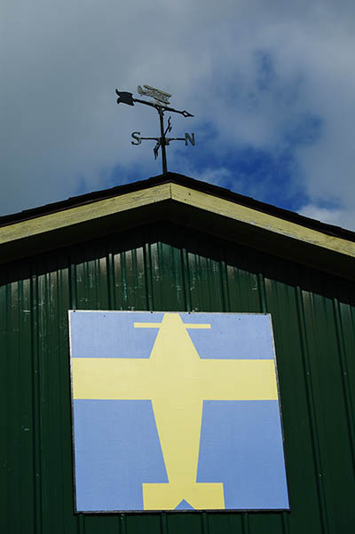 Lone Eagle on hangar, Forman Road.
