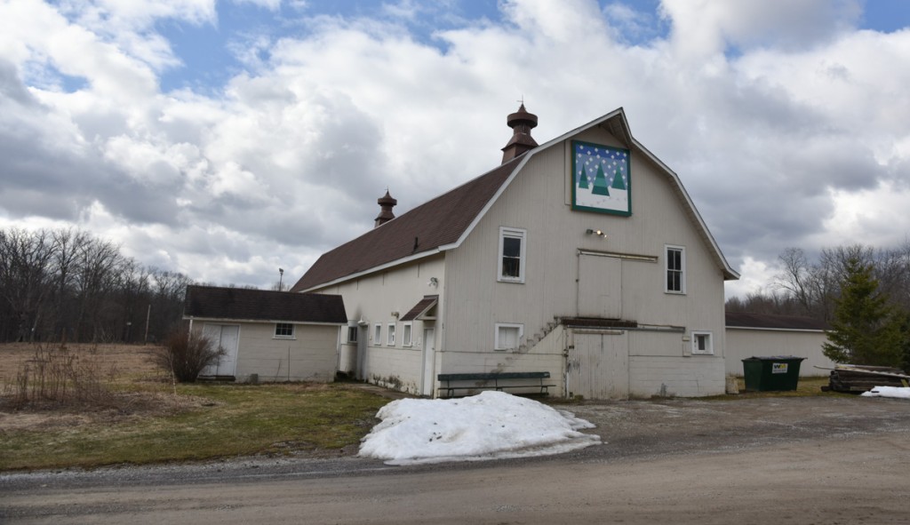The pattern of "Lake Effect" is significant to the Nature Conservancy's protected land at the Morgan Swamp. It is because of the lake effect that this unique habitat exists. A pile of snow in the front of the barn hints of the lingering impact of this effect, which occurs when cold air passes over the warmer Lake Erie and dumps snow on Ashtabula County.